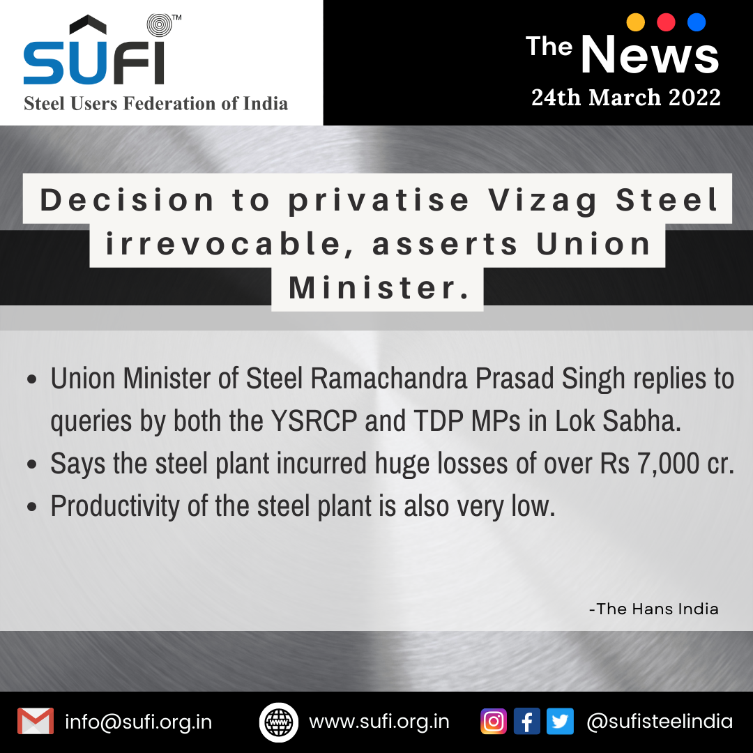 Decision to privatise Vizag Steel irrevocable, asserts Union Minister.