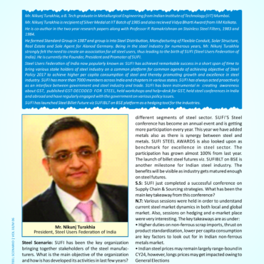 Mr. Nikunj Turakhia's interview published in the January 2024 edition of Steel Scenario Journal.