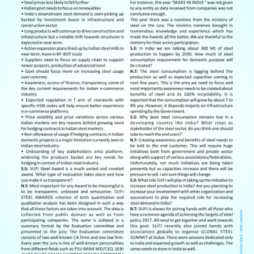 Mr. Nikunj Turakhia's interview published in the January 2024 edition of Steel Scenario Journal.